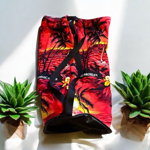Drawstring Backpack Beach Rasta Reggae 19”x12” Gym Bag Tote Vacation Palm Tree - Picture 1 of 8